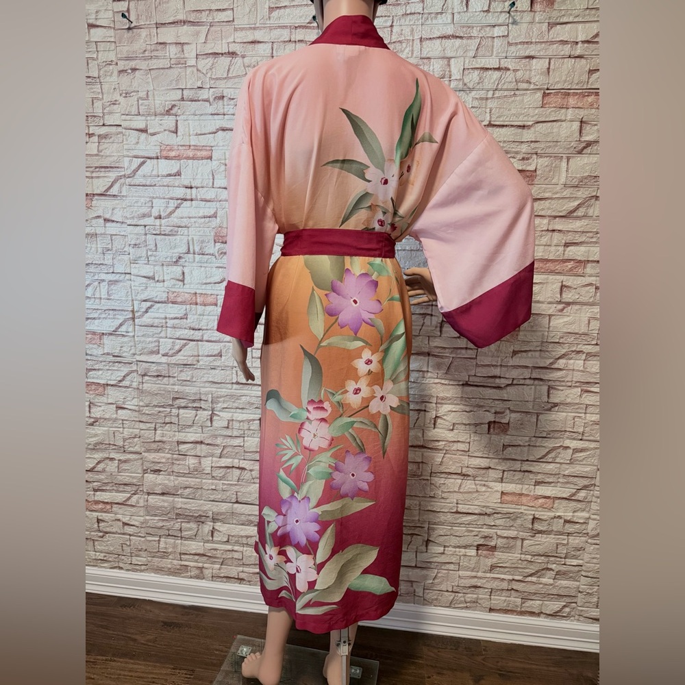 Soft Surroundings Polyester Wrap Robe Kimono Slee… - image 2